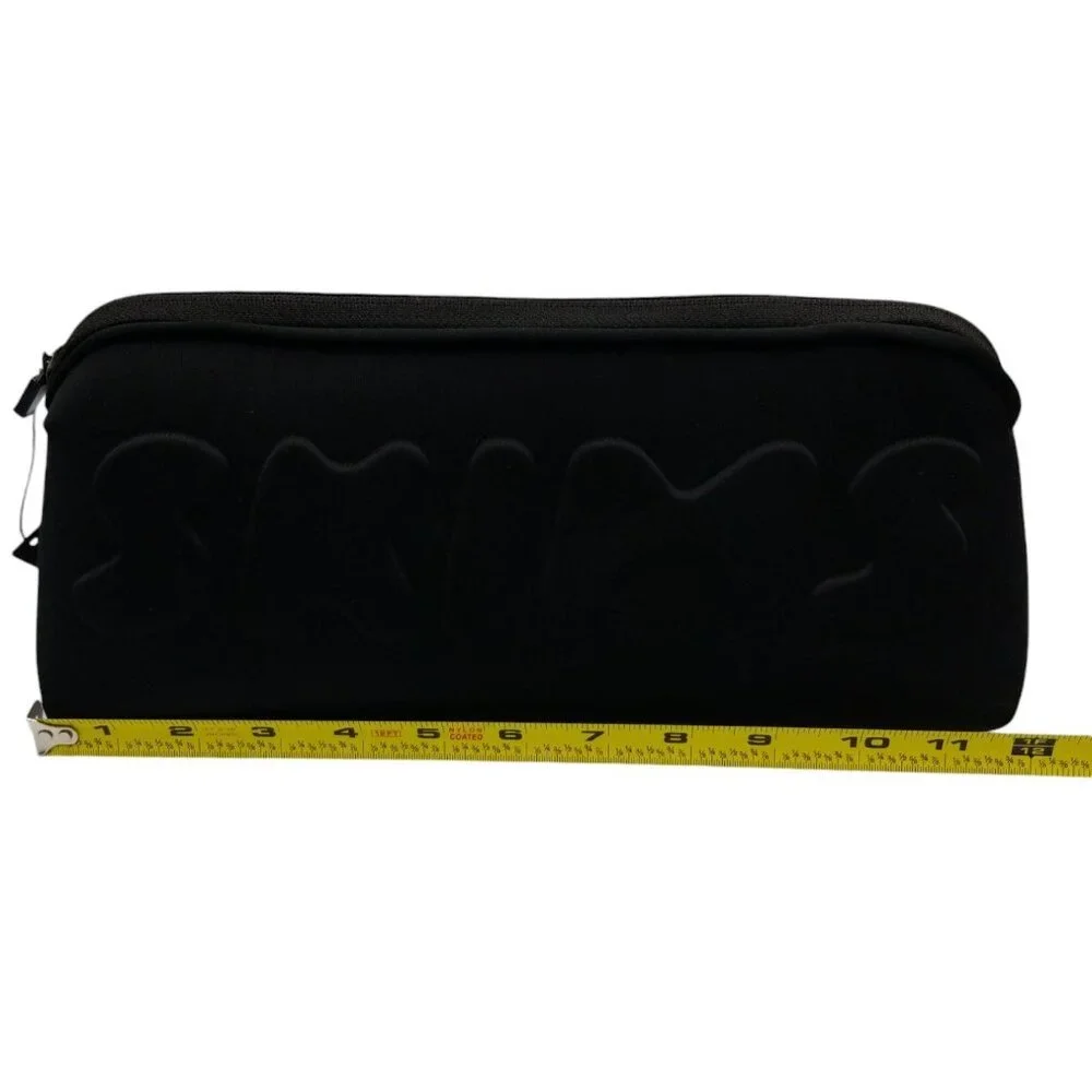 SKIMS Onyx Black Neoprene Medium Travel Cosmetic Pouch With Zipper Closure